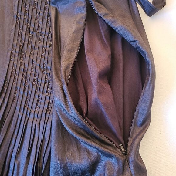 Eileen Fisher Women's Java Brown Rumpled Silk Sequined Dress Size XS - Picture 11 of 15